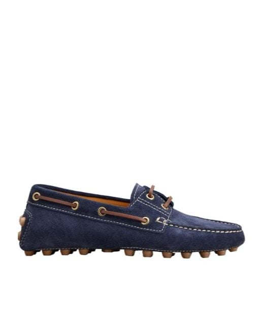 Tod's Blue Boat Gommino Bubble Flat Shoes