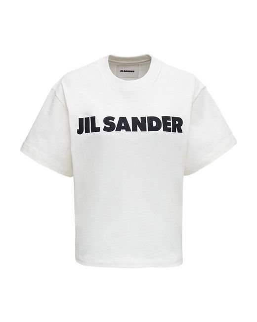 Jil Sander White Logo Printed Jersey T-Shirt