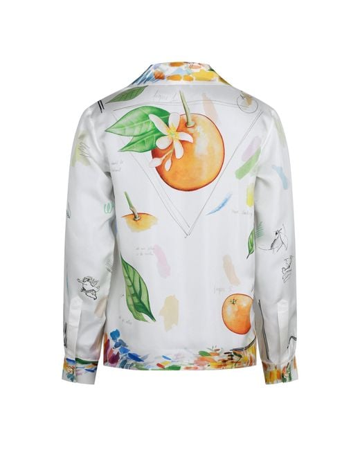 Casablanca Blue Watercolourprint Campcollar Longsleeve Shirt for men
