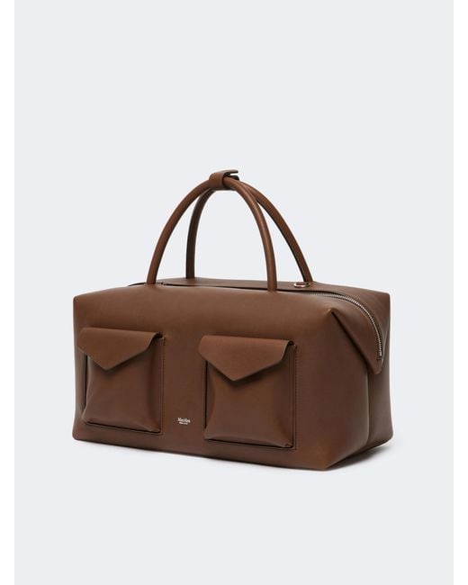 Max Mara Brown Structured Pocket Tote Bag