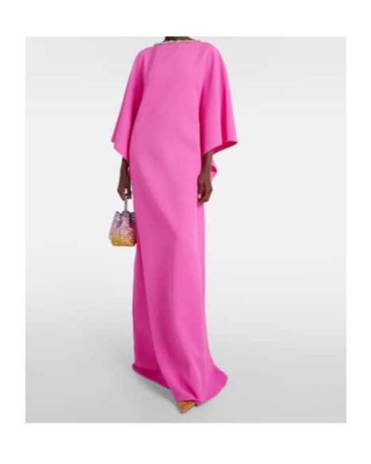 Safiyaa Pink Amarella Crystal-Embellished Crêpe Gown