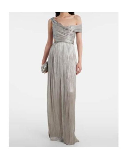 Maria Lucia Hohan White Serene Asymmetric Silk Mousseline Gown