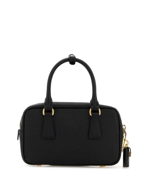 Prada Black Triangle-Logo Zipped Tote Bag