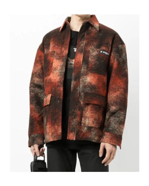 M I S B H V Brown Patterned Logo-Patch Shirt for men