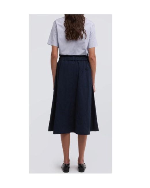Aspesi Blue Pleated A-Line Mid-Length Skirt