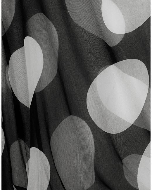 Dolce & Gabbana Black Polka-Dot Chiffon Calf-Length Dress