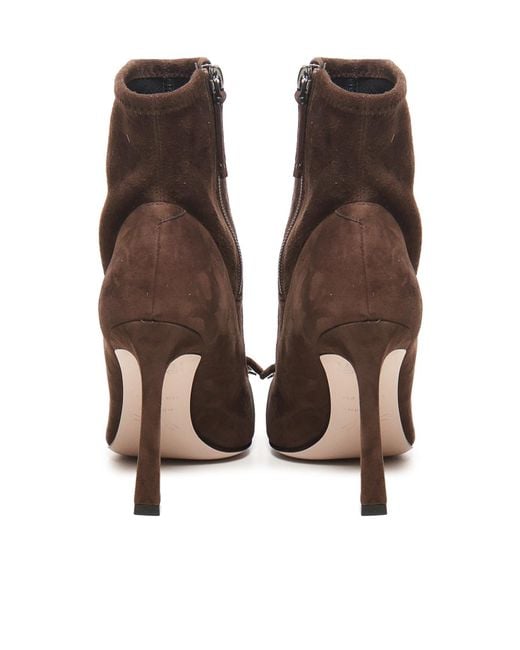 Roger Vivier Brown Square Buckle Heeled Ankle Boots