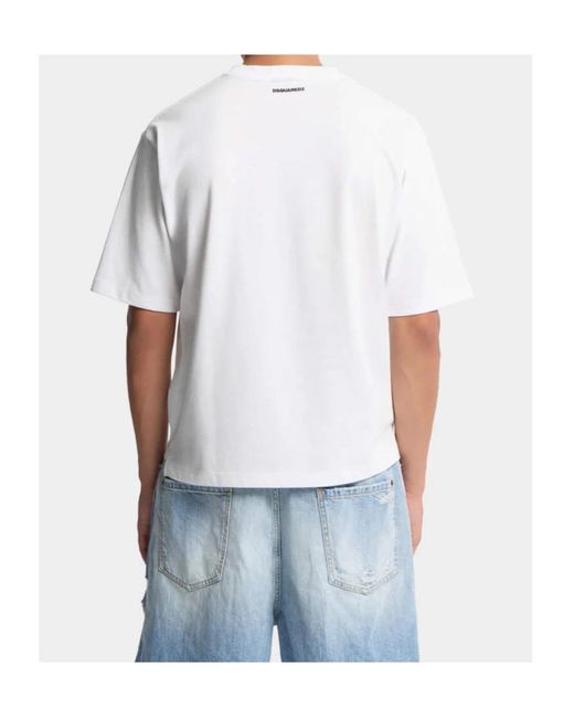 DSquared² White Iconique Loose Fit T-Shirt for men