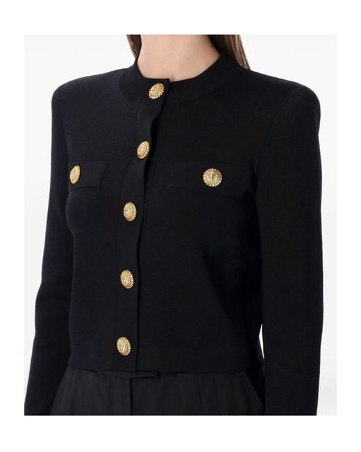 Balmain Black Button-Embellished Cardigan