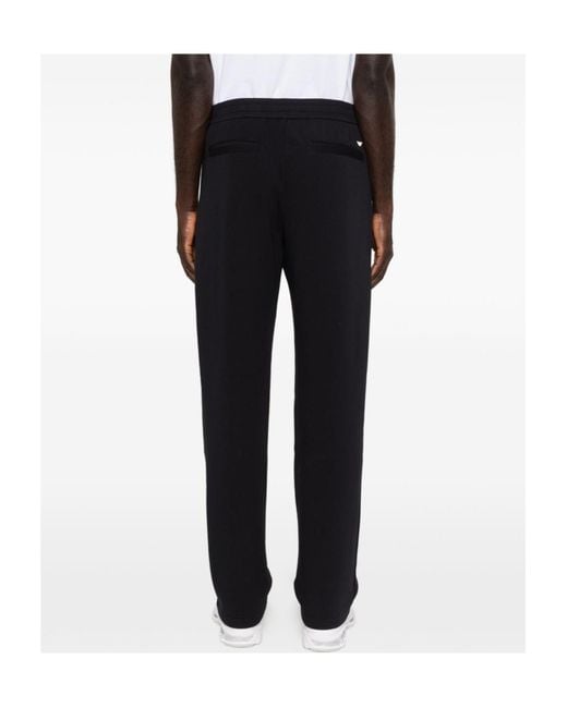 Emporio Armani Black Pleat Detailed Straight Leg Pants for men