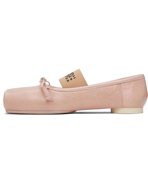 MM6 by Maison Margiela Pink Square-Toe Bow Ballet Flats
