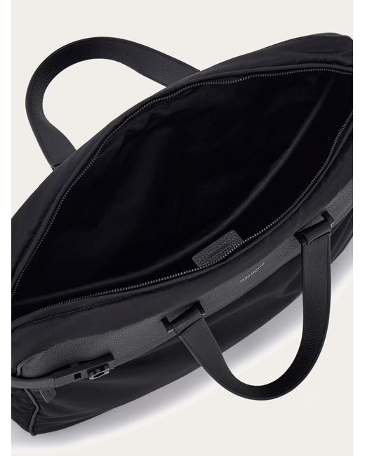 Ferragamo Black Gancini-Motif Laptop Bag