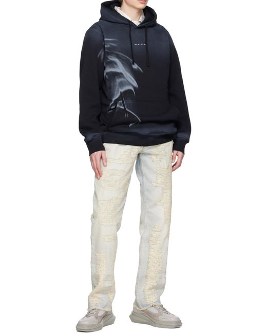 1017 ALYX 9SM Blue Logo-Print Wave Hoodie for men