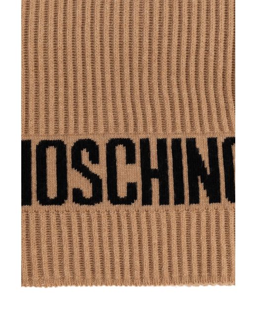 Moschino Natural Ribbed Logo Scarf for men