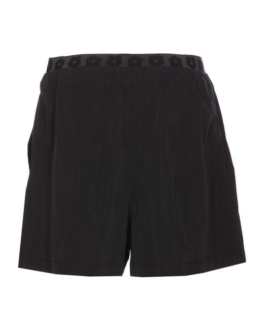 KENZO Black Boke Flower Embroidered Drawstring Shorts
