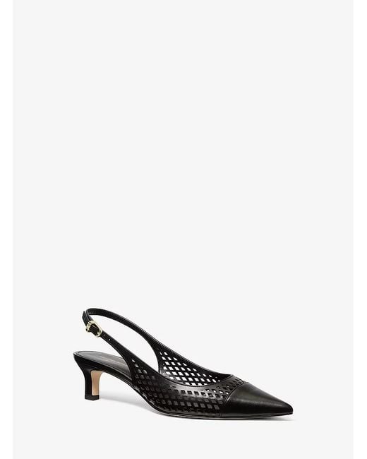 MICHAEL Michael Kors Black Amara Laser-Cut Leather Slingback Pump