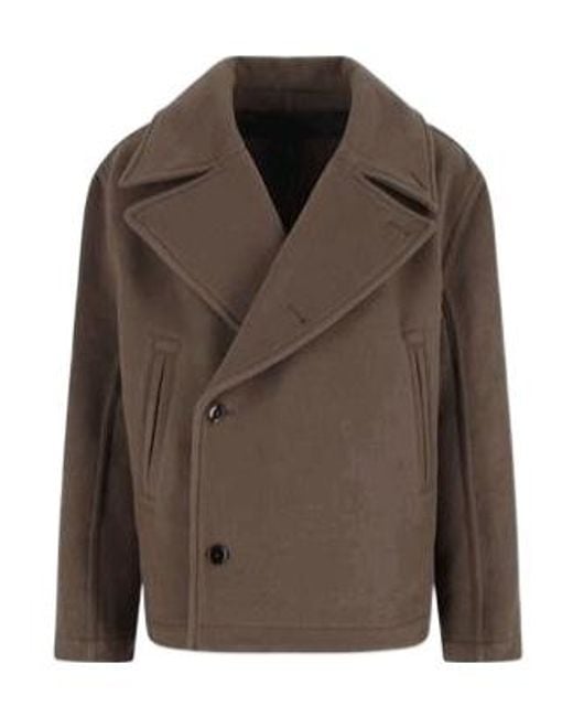 Lemaire Brown Double-Breasted Long Sleeved Coat for men