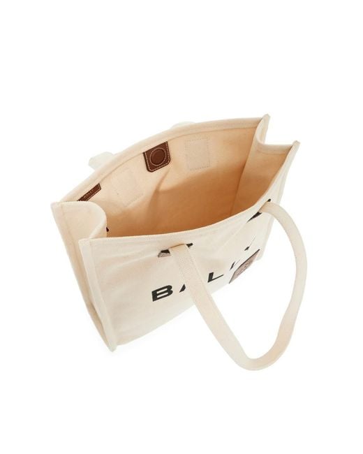 Bally Natural Akelei Logo Printed Top Handle Bag