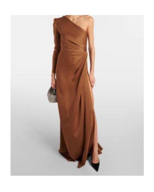 Alex Perry Brown One-Shoulder Satin Gown