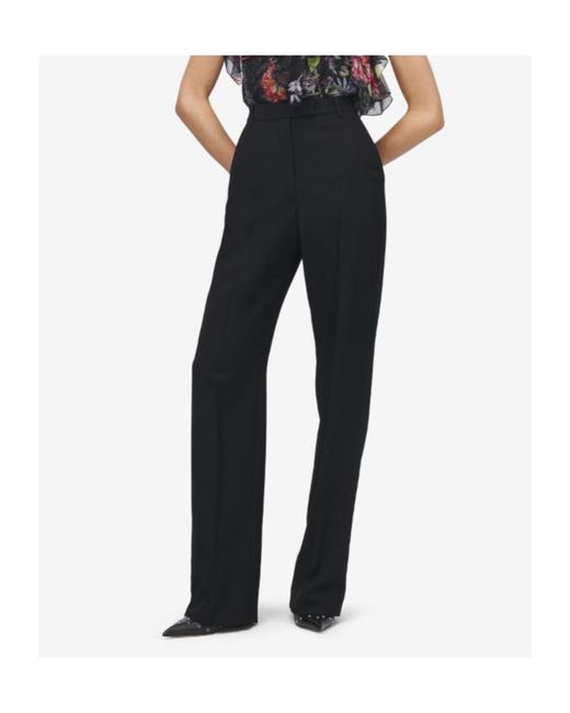 McQueen Black Wool High-Waisted Trousers