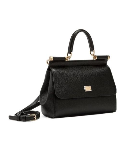 Dolce & Gabbana Black Medium Sicily Top Handle Bag