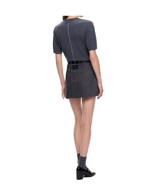 Pinko Blue Short-Sleeve V-Neck Sweater