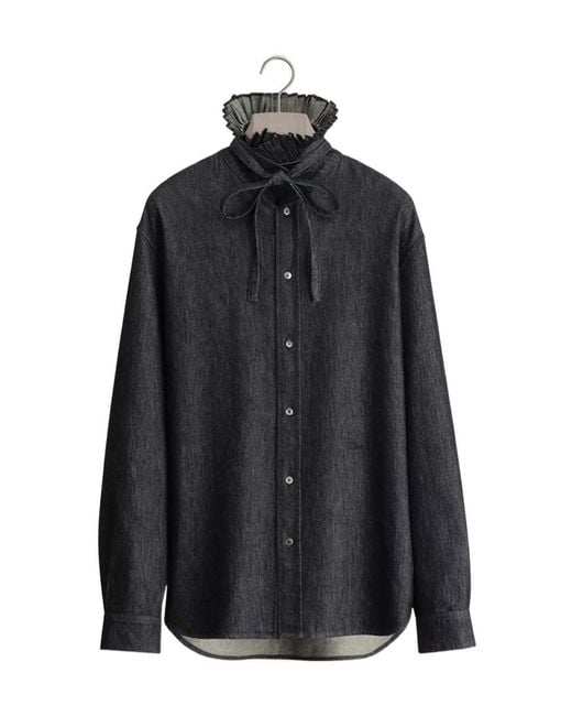 Dior Black Shirt With Pleated Stand Collar, Comfortable Fit for men