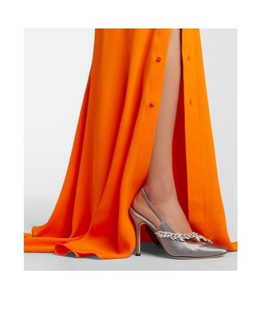 Balenciaga White X Manolo Blahnik Satin Slingback Pumps