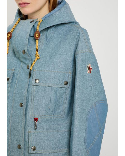 Moncler Blue Beziers Waterproof Hooded Denim Jacket