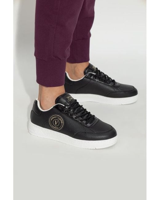 Versace Jeans Black Couture Logo Printed Low-Top Sneakers