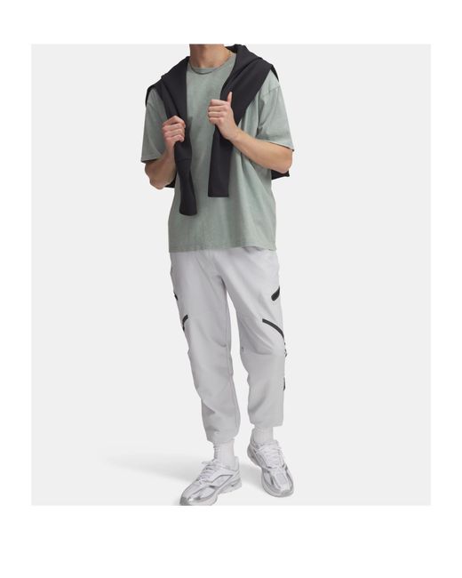 Under Armour Gray Panelled Zip-Pocket Track Pants for men