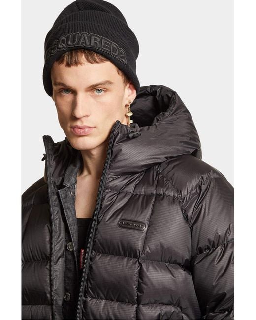 DSquared² Black Hooded Down Jacket for men