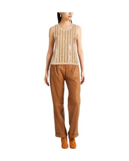 Max Mara Natural Sleeveless Knit Top