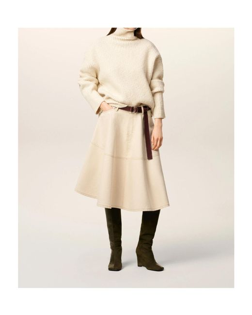 AMI Natural Cotton Midi Skirt