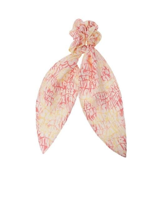 Lanvin Pink Logo-Pattern Scrunchie