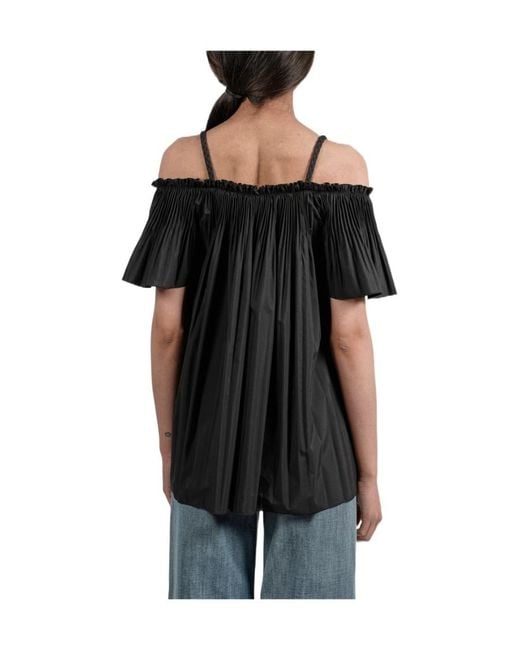 RED Valentino Black Pleated Strapped Top