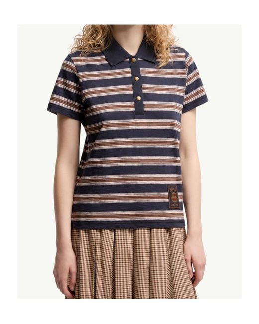 Moncler Blue Striped Polo Shirt