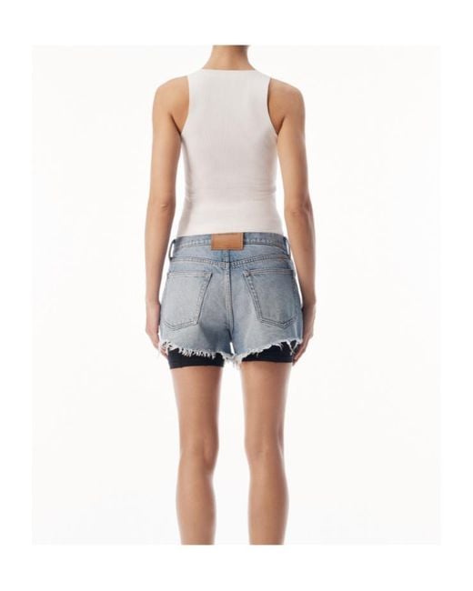 Alexander Wang White Jacquard Logo Racer Tank Top