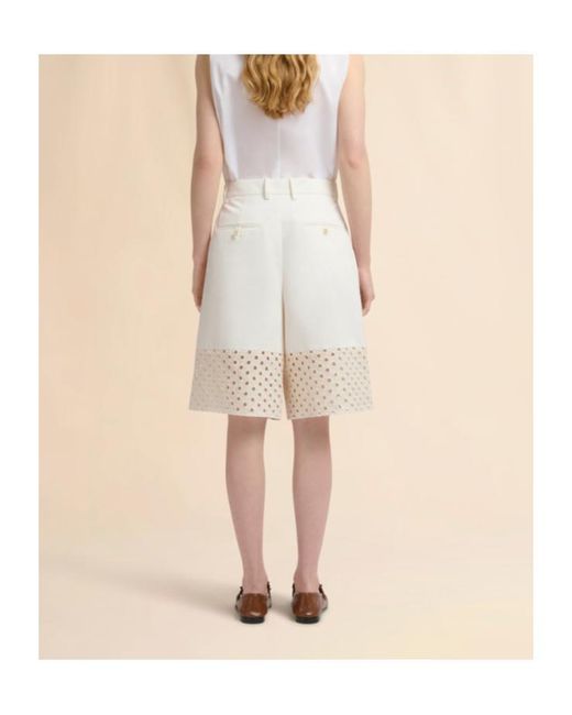 Marni White Broderie Hem Bermuda Shorts