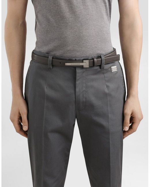 Dolce & Gabbana White Logo Detailed Buckled Belt for men