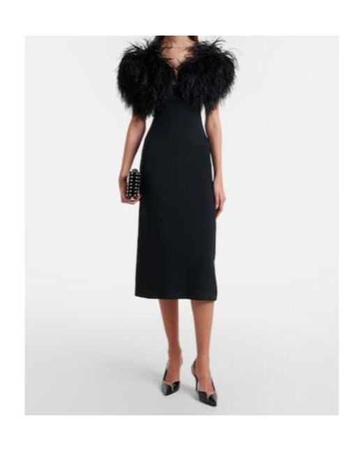 David Koma Black Feather-Trimmed Cocktail Dress
