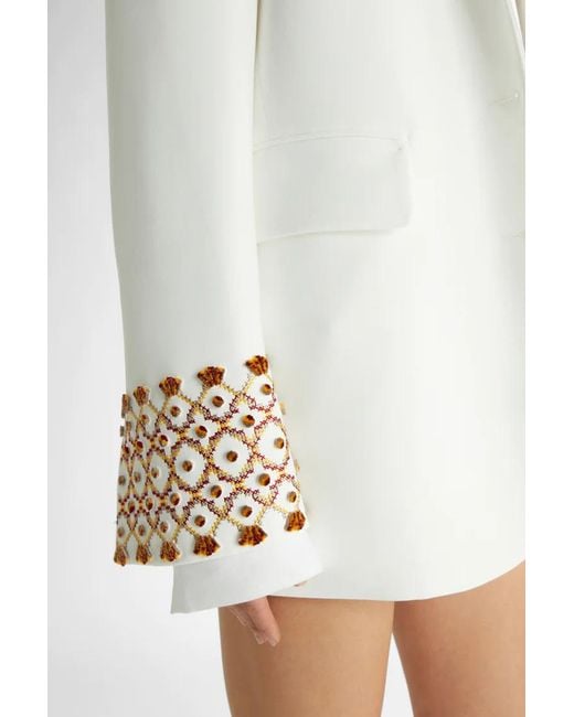 Ermanno Scervino White Single Breasted Embroidered Jacket