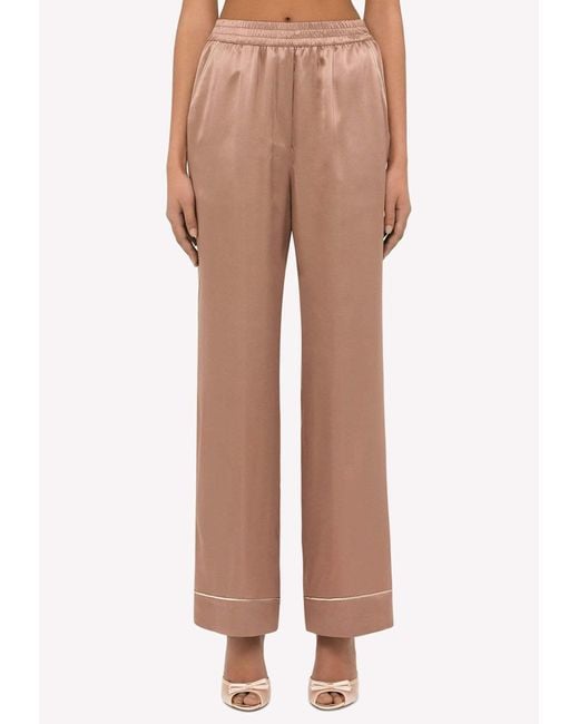 Dolce & Gabbana Natural High-Waisted Pajama Pants