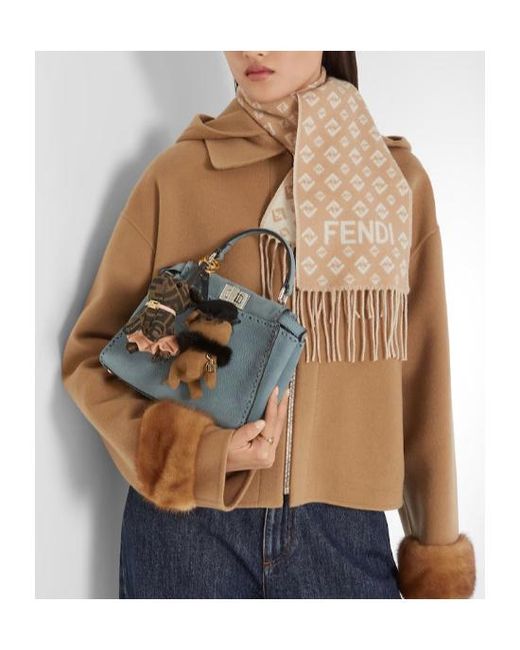 Fendi Blue Peekaboo Mini Top Handle Bag