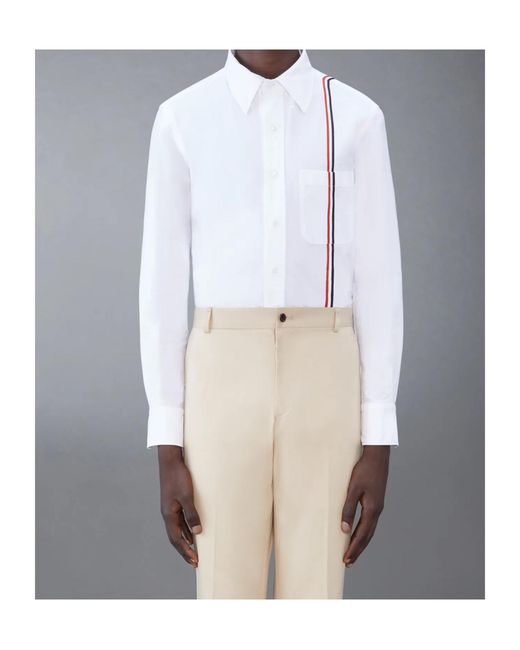 Thom Browne White Rwb Striped Buttoned Shirt for men