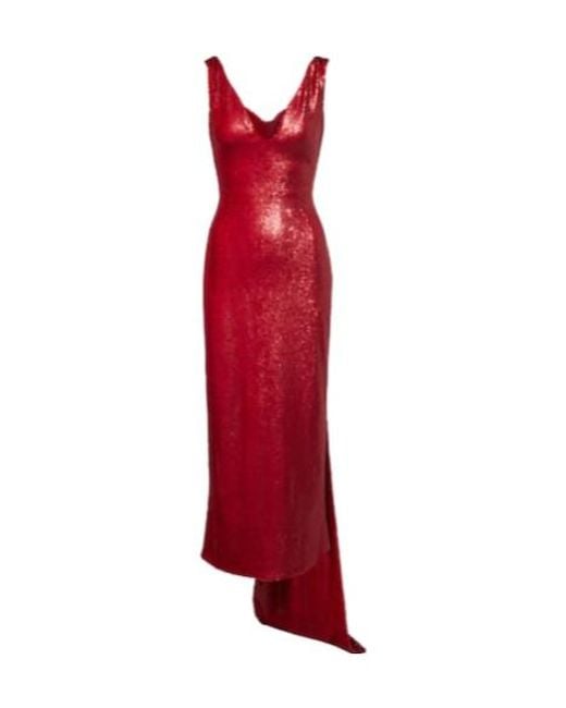 Emilia Wickstead Red Jacira Sequined Cocktail Dress