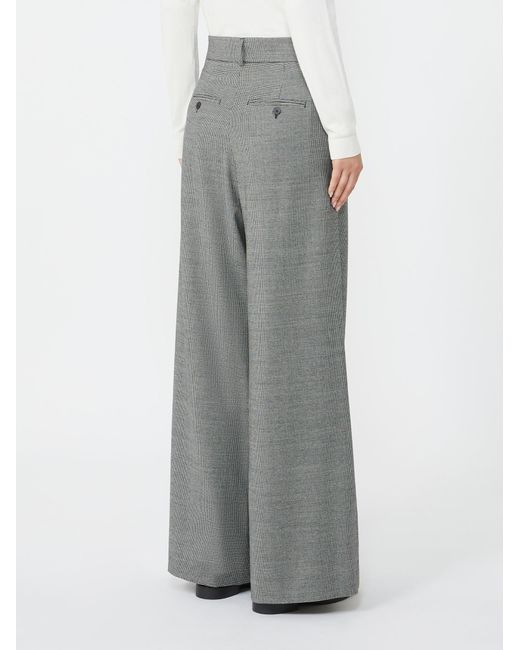 Weekend by Maxmara Gray Wool Flannel Wide-Leg Pants