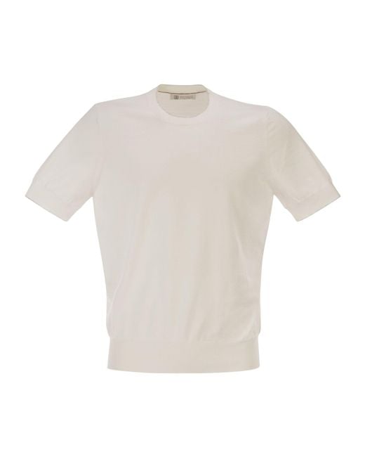 Brunello Cucinelli White Ribbed Short-Sleeve T-Shirt for men