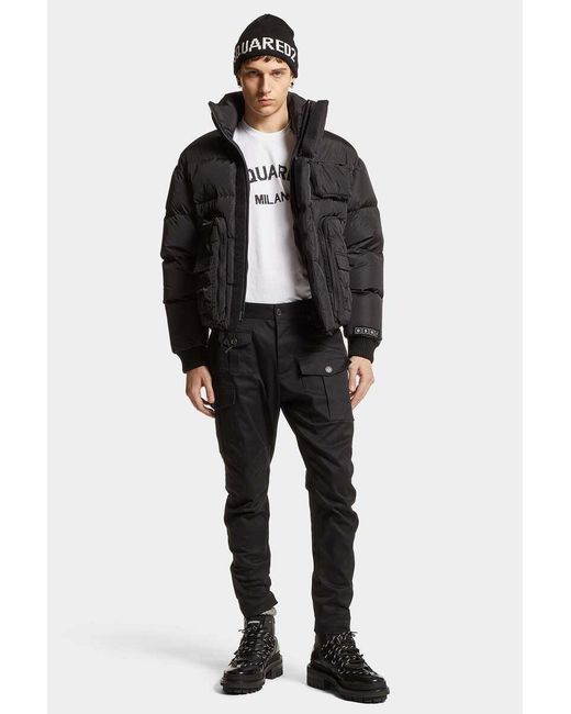 DSquared² Black High-Neck Quilted Puffer Jacket for men