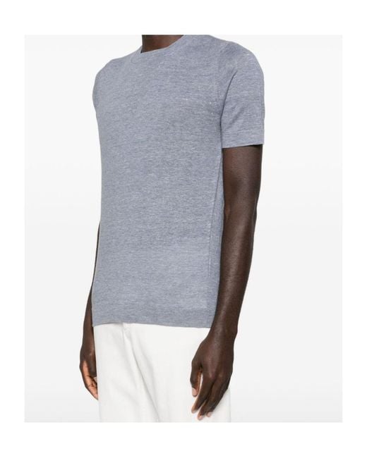 Brunello Cucinelli Gray Short-Sleeve Ribbed T-Shirt for men